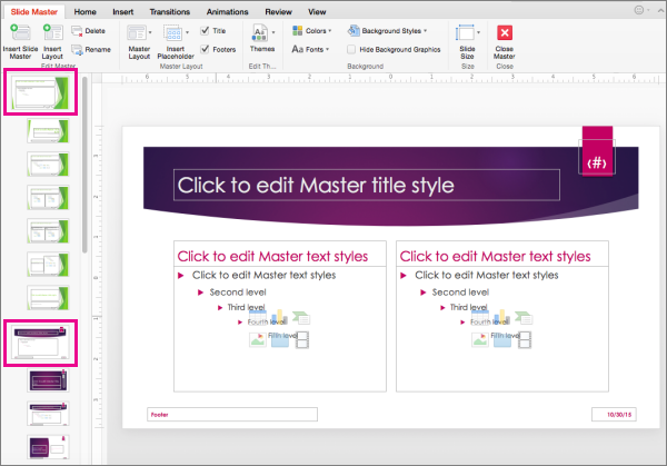 edit the footer in powerpoint for mac 2016